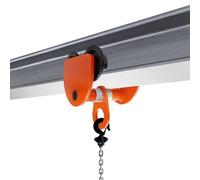 Chariot de poutre 2T, largeur de bride 90-140 mm, chariot coulissant manuel | Fer, 4 roues, pare-chocs, largeur de bride réglable, pour supports I/C/H, 9 kg, montage sans outils lourds