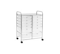 Chariot de rangement 12 Tiroirs PP Acier Chrome - 63,5x39,5x81,5 cm