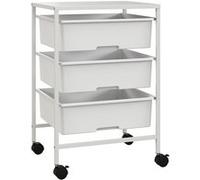 Chariot de rangement à 4 niveaux - 3 paniers et plateau - roulettes verrouillables - acier PP blanc Blanc G