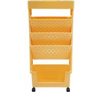 Chariot de rangement à roulettes - 5 niveaux - Roulettes avec frein - Design élancé - Hauteur 78 cm - Plastique PP - Pour bureau/bureau/livres