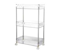 Chariot de Rangement à Roulettes à 3 Niveaux, Plastique Acier Inoxydable | Support Mobile Léger, Grosse Capacité, Usage Salle de Bain et Balcon, Design Multi Couche pour Garçon et Filles