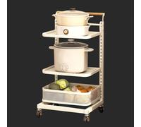 Chariot de rangement à roulettes à 4 niveaux avec housse pour cuisine, 3 étagères et 1 panier pour l'organisation des légumes et des fruits, blanc
