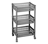 Chariot de rangement à roulettes avec 3 corbeilles - Argent