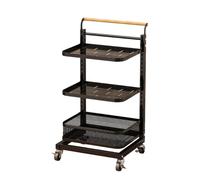 Chariot de rangement à roulettes en métal pour cuisine - 4 niveaux à rouler pour légumes et fruits avec housse blanche - Comprend 3 étagères et 1 panier pour un rangement efficace de la cuisine, noir