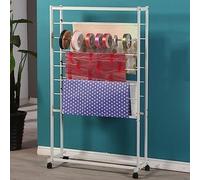 Chariot de rangement à ruban noir avec roues, séchage à double niveau | Parfait pour les salles de bricolage et les accessoires de couture. Rangement polyvalent, montage facile. Mobile (blanc