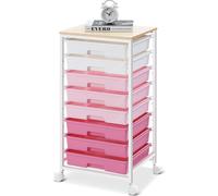 Chariot de rangement avec 8 tiroirs et plateau supérieur en bois, idéal pour la maison et le bureau