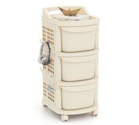 Chariot de Rangement COSTWAY - 3 Tiroirs à Roulettes, Petite Meuble pour Cuisine, Salle de Bain,Salon,Bébé Chambre 38 x 32 x 68 CM