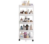 Chariot de rangement de salle de bain, étagère de rangement fine en plastique creux en forme de patte de chat, armoire d'angle à 4 niveaux avec coussinets renforcés