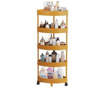 Chariot de rangement de salle de bain, étagère de rangement fine en plastique creux en forme de patte de chat, armoire d'angle à 4 niveaux avec coussinets renforcés
