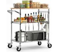VEVOR Chariot de Rangement Multifonctionel, Desserte à Roulettes 3 Niveaux 76,2x45,7x91,4 cm, pour Salon Garage Buanderie, Chariot de Cuisine en Fil Métallique Réglable, Capacité de Charge 300 kg