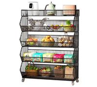 Chariot de rangement en fil métallique avec 5 étagères, étagère de rangement polyvalente pour cuisine, garde-manger, chambre à coucher et affichage de vente au détail, idéal pour les collations, les