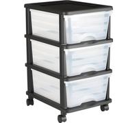 Chariot de rangement en plastique à 3 tiroirs Organisateur de rangement roulant avec roulettes