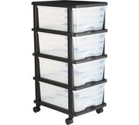 Chariot de rangement en plastique à 4 tiroirs Organisateur de rangement roulant avec roulettes