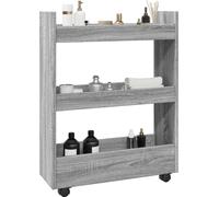 Chariot de rangement Étroit 3 étagères Gris Sonoma Bois composite, Chariot de service 2024 Nouveau