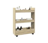 Chariot de rangement étroit 3 niveaux chêne sonoma