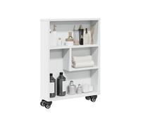 Chariot de rangement étroit blanc 48x13x68 cm bois d ingénierie