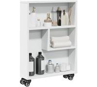 Chariot de rangement étroit blanc 48x13x68 cm bois d ingénierie Blanc G