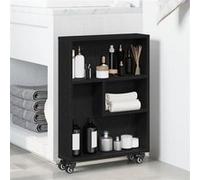 vidaXL Chariot de rangement étroit moderne Chêne noir 48 x 13 x 68 cm Bois d'ingénierie