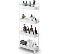 Chariot de rangement Famanu avec 4 niveaux - extensible et peu encombrant - chariot d'achat mobile avec étagères coulissantes - organisateur pour la cuisine, la salle de bain, etc