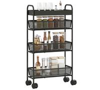 Chariot de rangement fin à 4 niveaux - Desserte de cuisine sur roulettes avec 3 paniers coulissants et plateau - 19x43,2x80 cm