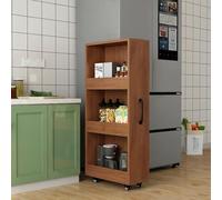 Chariot de rangement fin à roulettes avec roulettes, grande étagère étroite et extractible, organiseur en bois pour cuisine, buanderie, salle de bain, petits espaces
