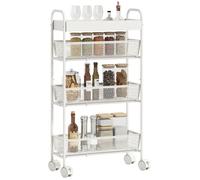 HOMCOM Chariot de Rangement à 4 Niveaux à roulettes 19 x 43,2 x 80 cm Blanc
