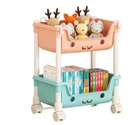 Chariot De Rangement Jouet Pour Enfant, 2 Couches Chariots À Roulettes Rangements, 31x20.5x40cm Chariot À Livres Roulant, Chariots De Rangement À Roulettes Plastique Pour Collations, Peluches