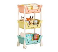 Chariot De Rangement Jouet Pour Enfant, 3 Couches Chariots À Roulettes Rangements, 31x20.5x71cm Chariot À Livres Roulant, Chariots De Rangement À Roulettes Plastique Pour Collations, Peluches