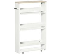 Chariot de rangement - kleankin - 3 niveaux stockage étroite cuisine salle de bain buanderie bureau - bois - 48x15x80cm - blanc