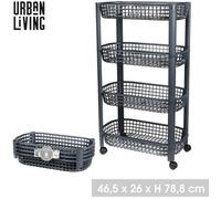 Chariot de rangement - LIBERTY - 4 niveaux - Blanc - Plastique - Roulant