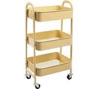 Chariot de rangement métallique à 3 portes en forme de croix avec roulettes, pour la cuisine, la salle de bains, la chambre à coucher, le bureau, jaune vif