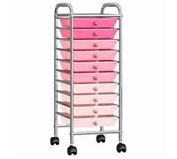 Chariot de Rangement Mobile à 10 Tiroirs Ombre Rose 32 x 36,5 x 90 cm en plastique pour Atelier et Chantier EU303734