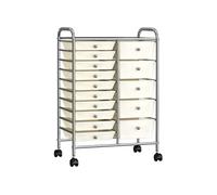 Chariot de rangement mobile à 15 tiroirs XXL Blanc Plastique