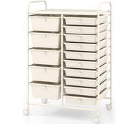 Chariot de rangement mobile avec 15 tiroirs empilables, blanc