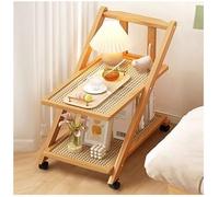 Chariot de rangement mobile avec comptoir en rotin, table d'appoint pliable avec roulettes, étagère échelle à 3 niveaux pour salon, chambre à coucher, cuisine, marron