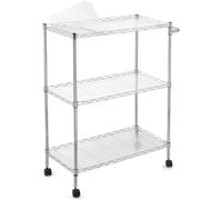 Chariot de rangement mobile - Étagère en fil de fer métallique avec roulettes - Étagères réglables - 75x35x90 cm - Structure en métal chromé résistant à la rouille - Idéal pour la buanderie, le garage