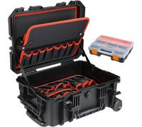 Chariot de rangement pour outils d'extérieur - Coffre vide - Transport sécurisé - Étanchéité et protection contre la poussière - Dimensions : 465 x 36 x 225 cm - Noir