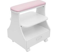 Chariot de rangement pour salon de beauté - Chariot cosmétique mobile - Structure métallique - Pour manucure et pédicure - Portable - Rose