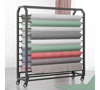 Chariot de rangement réglable pour rouleaux de tissu grand format - Présentoir pour vinyle, cuir, papier peint avec barre de suspension pour usage commercial, organise les rouleaux de film à