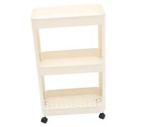Chariot de Rangement Roulant en Plastique Beige à Grosse Capacité | Organisateur Multi-usage, Usage Chambre Cuisine, Format Pratique pour Rangement Quotidien