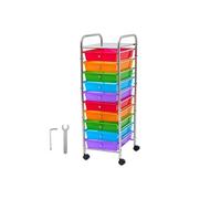 Chariot de Rangement SucceBuy 10 Tiroirs Acier/PP 39,5x33,5x99cm Multicolore