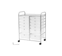Chariot de Rangement SucceBuy 12 Tiroirs 63,5x39,5x81,5cm 4 Roulettes Acier/PP