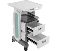 Chariot de salon et de clinique à roulettes - 2 tiroirs - charge max. 60 kg - 44×44×73,5 cm - ABS/PC/métal - blanc