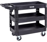 Chariot de service 103x43,5x85,7cm Chariot de débarrassage 249kg de capacité Chariot en polypropylène Chariot multi-usages à 3 compartiments Chariot de cuisine avec roues pivotantes Chariot de niche C