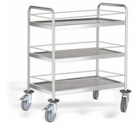 Chariot de Service 3 Plateaux avec Galerie L 880 mm - - Inox