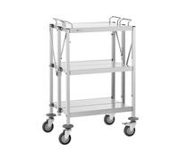 Expondo Royal Catering Chariot de service - Acier inoxydable - 3 étagères - Dimensions : 58 x 40 cm - 100 kg - Pliable -