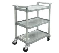 HENDI Chariot de Service Professionnel, Cuisine ou Restaurant, Multifonction, 3 étagères, 4 roulettes pivotantes (2 avec Frein), Charge Max. 50 kg par étagère, 800x420x(H) 945mm, polypropylène