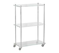 Chariot de service à 3 niveaux - Chariot à roulettes en acrylique avec roulettes lisses, design transparent durable, organiseur polyvalent pour mariages, fêtes dans la cuisine, le bureau à domicile