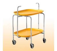 Chariot de service à roulettes à 2 étages jaune - Table d'appoint avec roulettes robuste pour le salon, table basse multifonction, design moderne