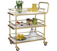 Chariot de service à roulettes à 2 ou 3 niveaux avec roues Lo pour cuisine et salon Étagère multi-usage en bois et métal
